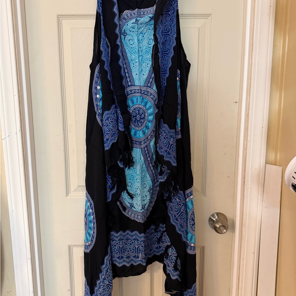 Boho Mandala Tassel Kimono Vest Convertible Scarf Wrap Festival Beach Cover Up